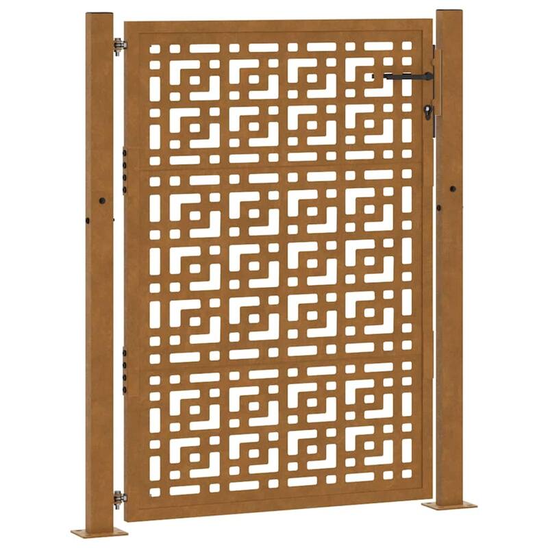 vidaXL Garden Gate Black Steel Leaf Design
