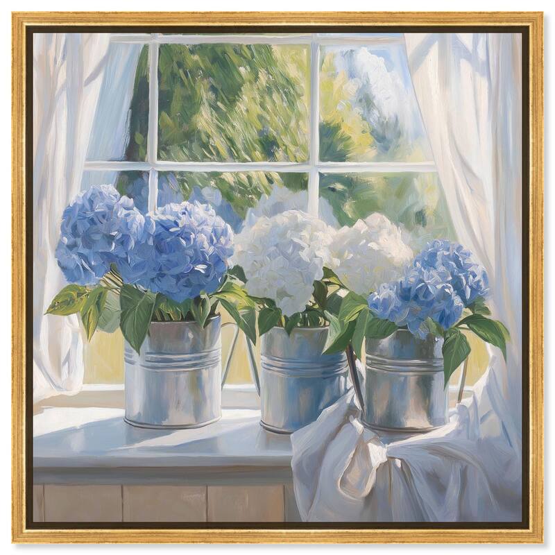 Window Bloom Canvas by Art Remedy - Gold - 12" x 12"