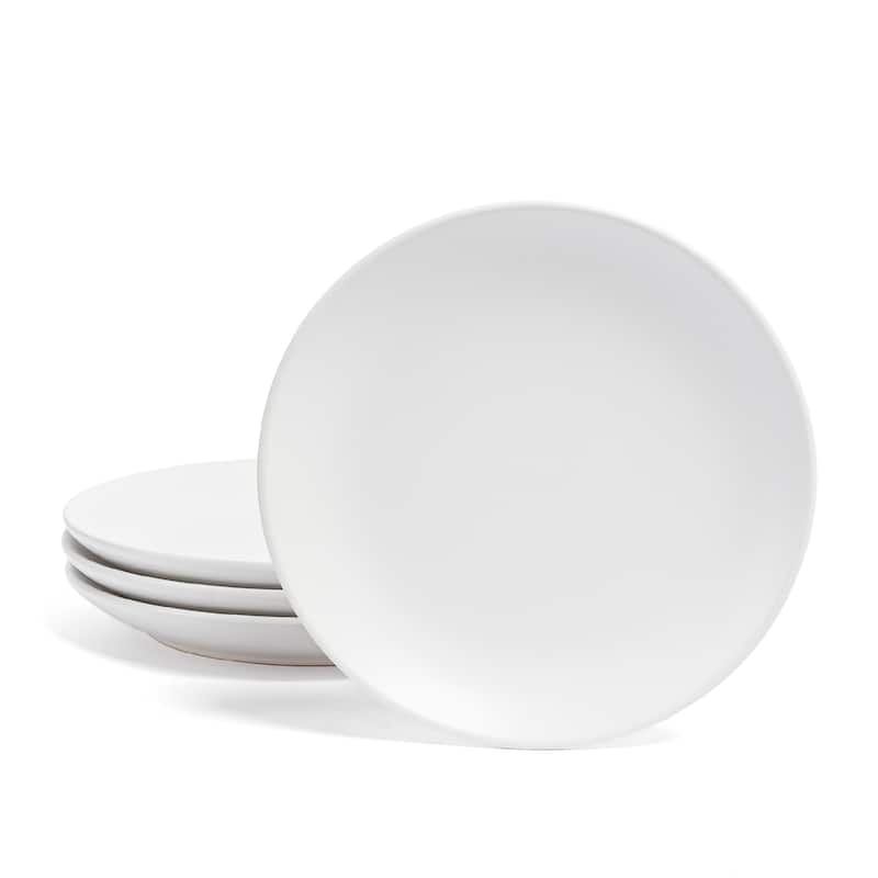 over&back Coupe Semi-Matte Stoneware Appetizer Plates, Set of 4 - White