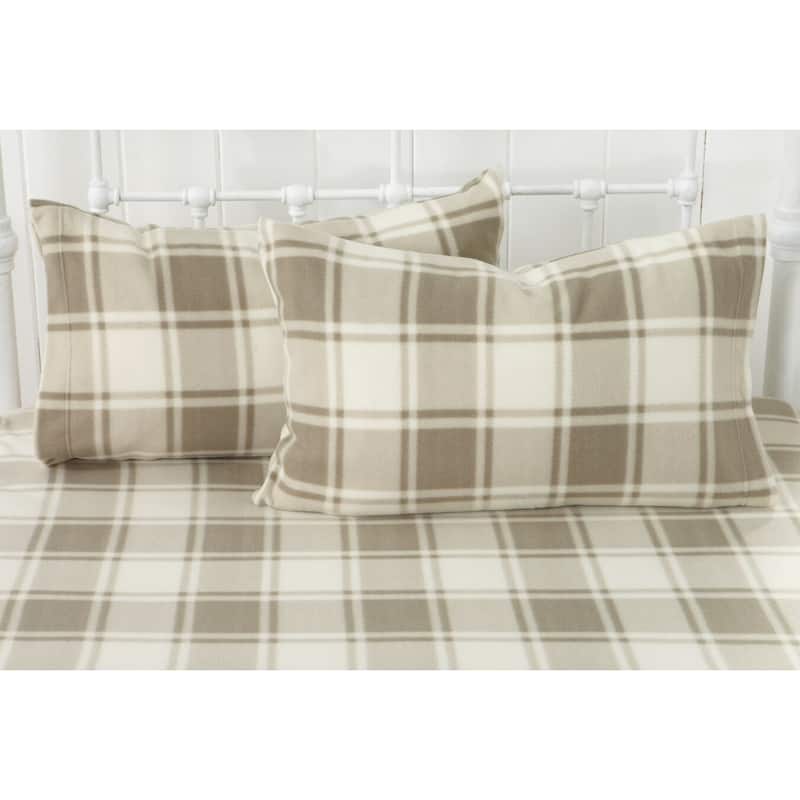 Great Bay Home Super Soft Extra Plush Plaid Fleece Bed Sheet Set