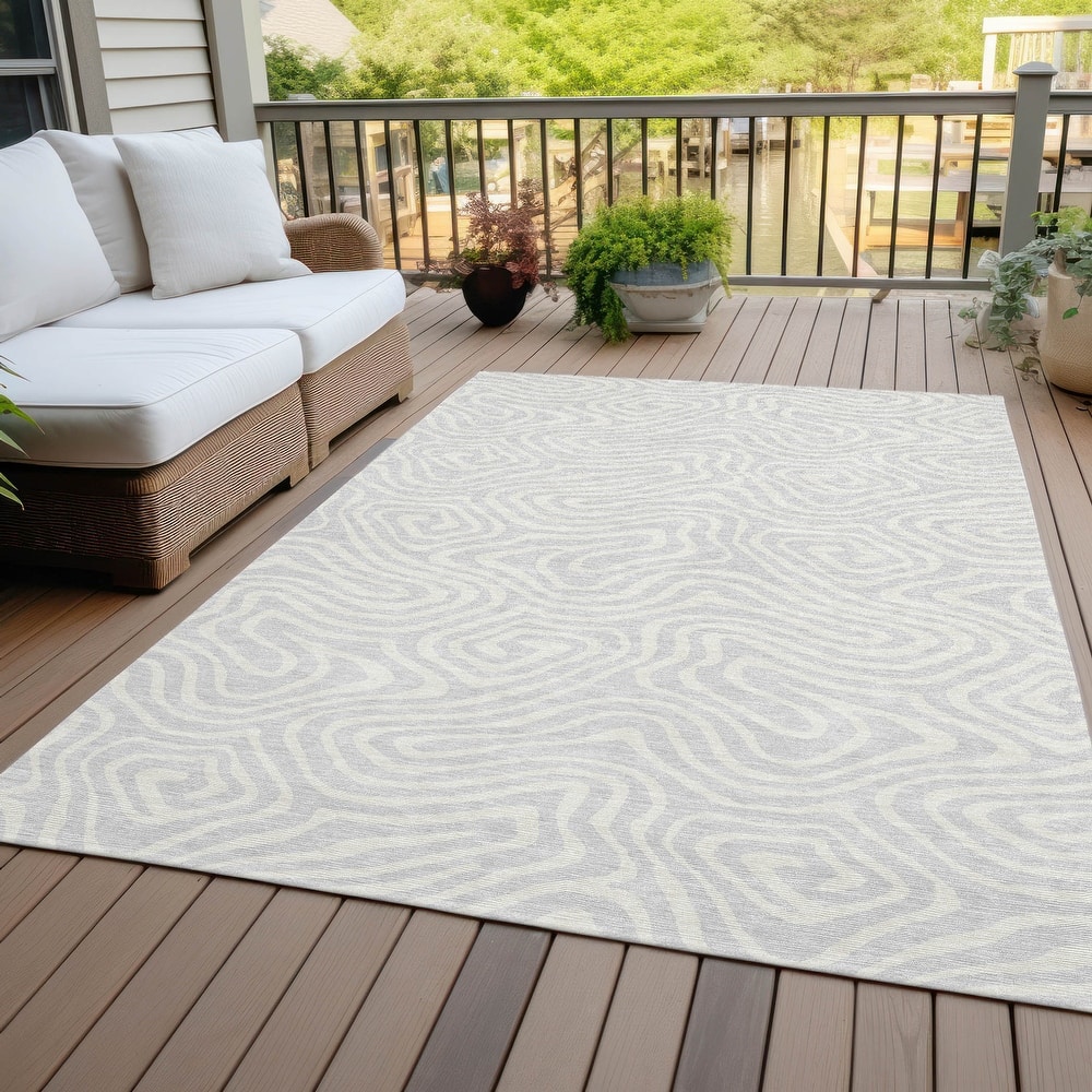 Machine Washable Indoor/ Outdoor Abstract Modern Chantille Rug