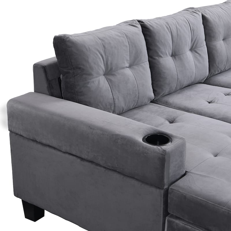 97.8" Modern 4-Seat Sofa Set with Storage Chaise