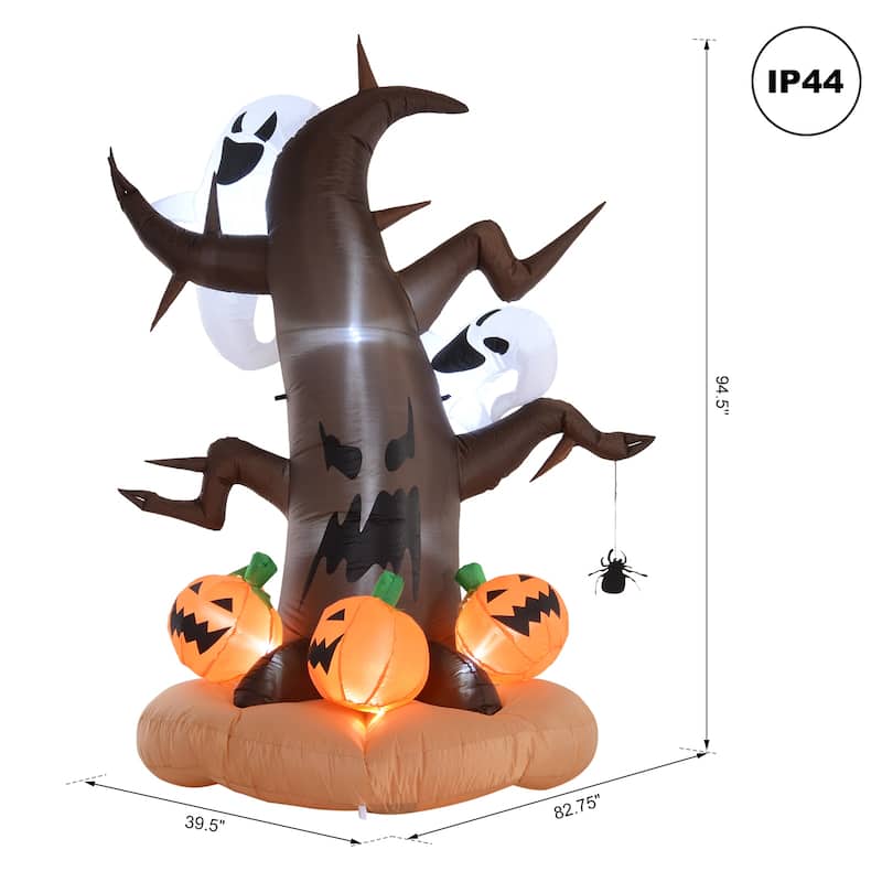 HOMCOM 8' Haunted Tree, Evil Jack-O'-Lantern, and Ghost Inflatable Halloween Decoration