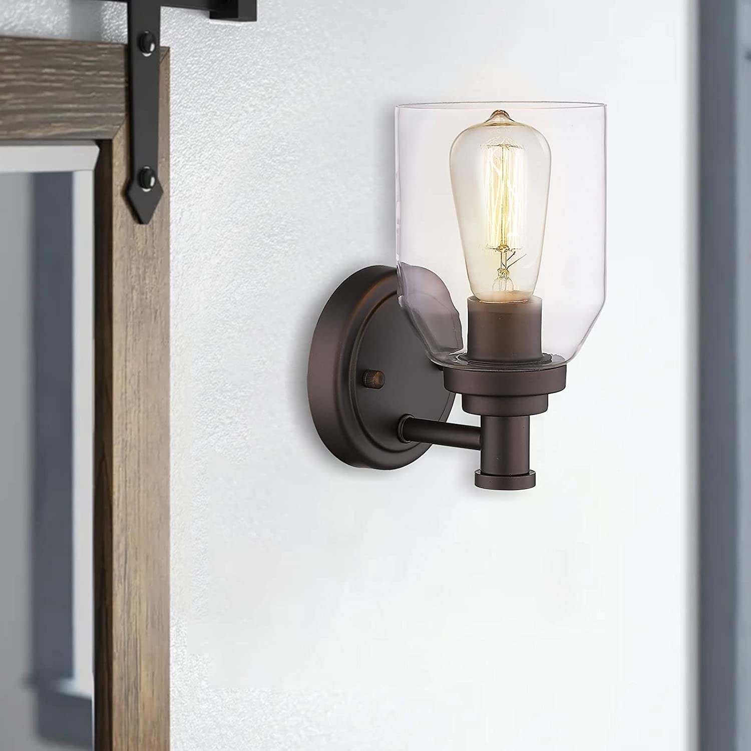 1-Light Vintage Wall UP/DOWN Sconces with Clear Glass Shade
