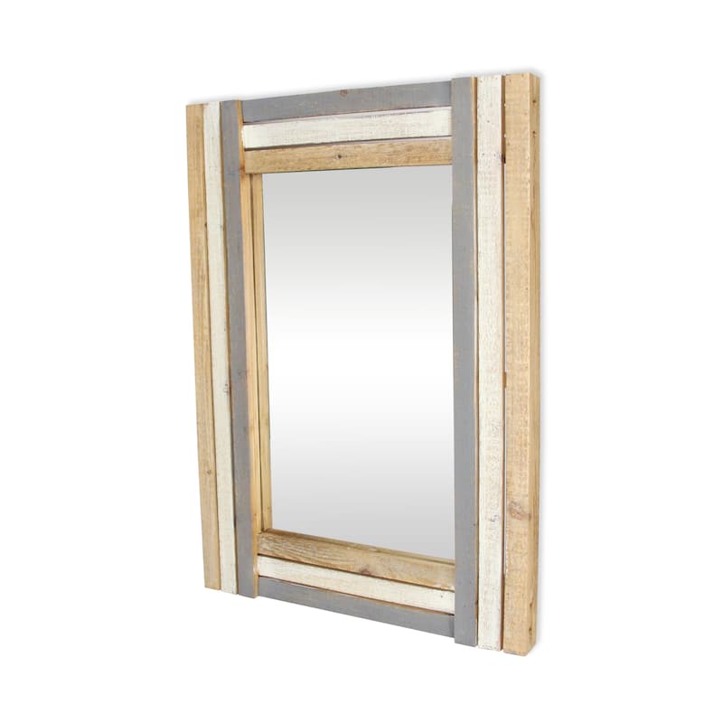32" Wooden Framed Rectangular Wall Mirror