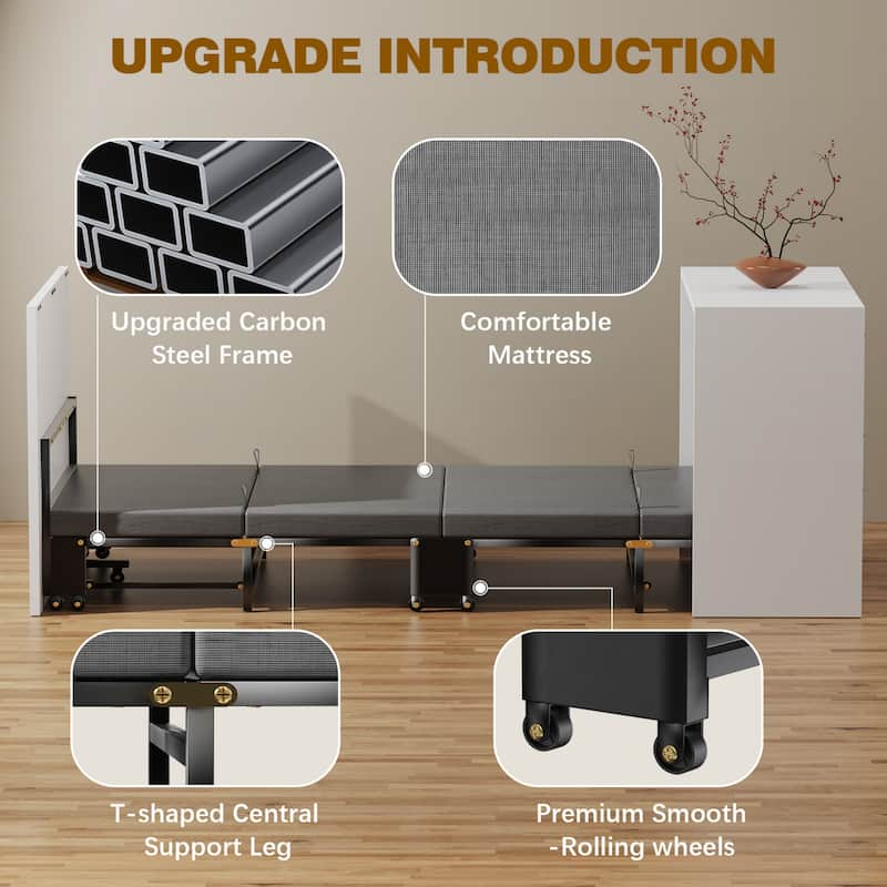 Murphy Bed Cabinet, Folding Bed with Mattresses, Pull Out Bed Daybed