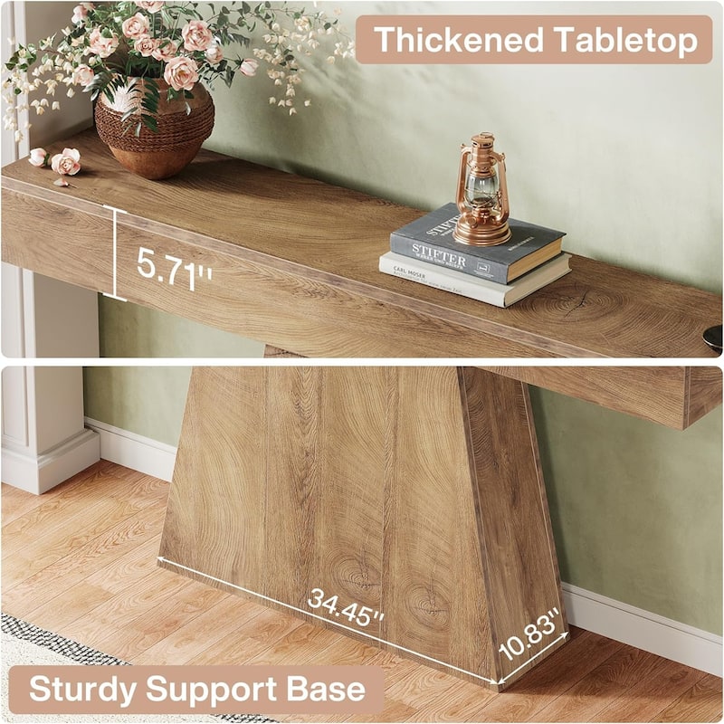 Farmhouse Entryway Table, 63 Inches Black Console Table