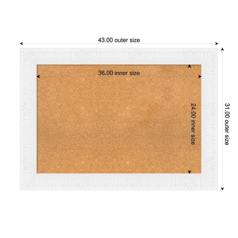 Luxe White Framed Cork Board - Bulletin Board, Organization Board, Pin Board - Natural - 43 x 31 in