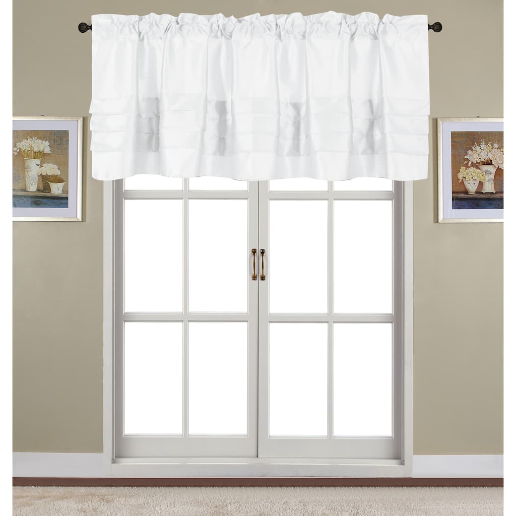 Nancy Faux Silk Pleated Rod Pocket Valance - 54 x 18 in. - 54 x 18 in.