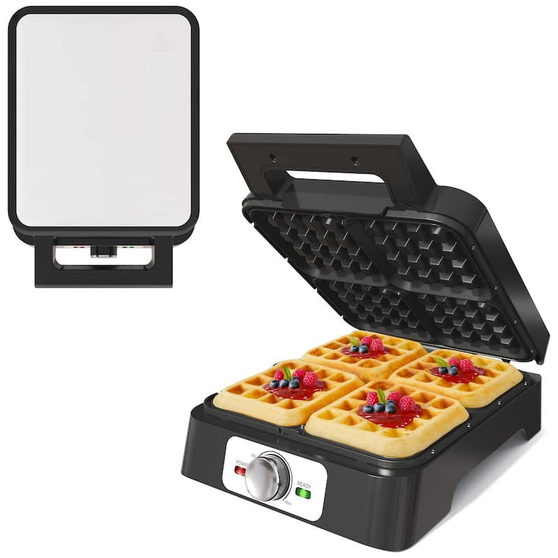 4-Slice Waffle Maker with Adjustable Temperature Control - N/A