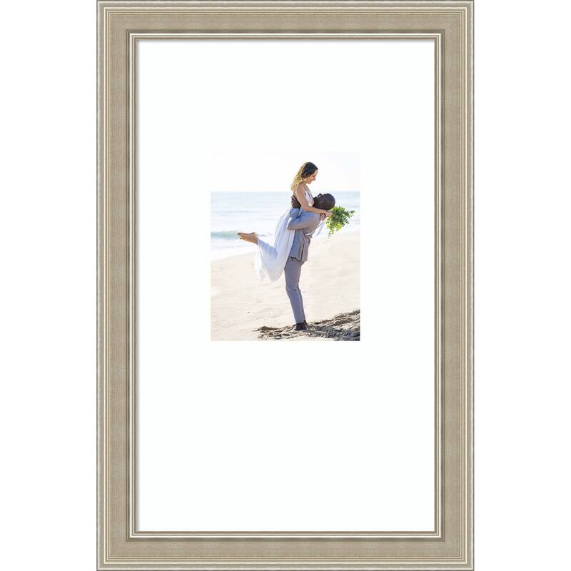 Mezzo Silver Framed Picture Frame, Photo Frame - 16x26 Matted White 8x10