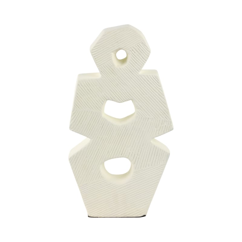Pottery Modern Glam Abstract Sculpture Textured Geometric Design - 9" x 3" x 18"