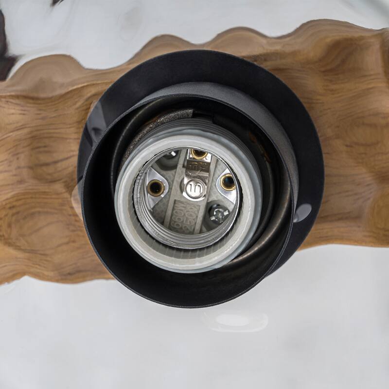 Farmhouse 5-Light Linear Island Pendant with Hammered Glass Shades and Antique Wood Finish