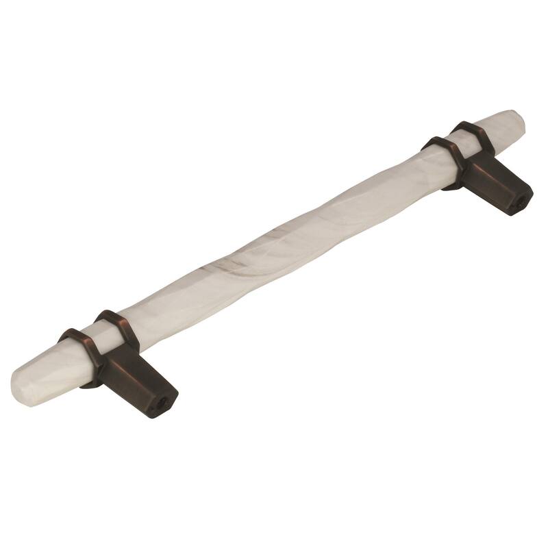 Carrione 6-5/16 in (160 mm) Center-to-Center Marble White/Oil-Rubbed Bronze Cabinet Pull - 6.3125