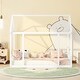 preview thumbnail 2 of 25, Twin Size Floor Kids Bed with House Roof Frame and Guardrails, White