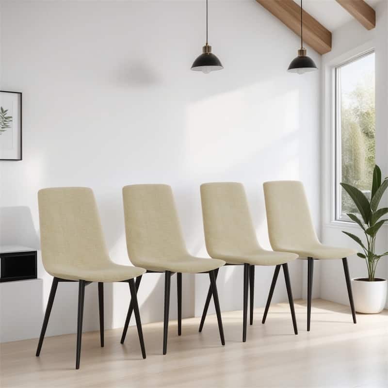 Modern Dining Room Chairs with Metal Legs(Set of 4) - N/A - Beige-Linen