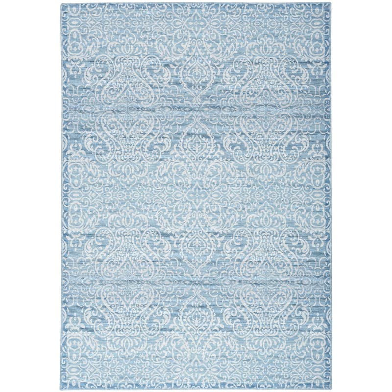 Waverly Machine Washable Botanical Damask Area Rug