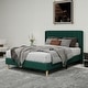 preview thumbnail 15 of 91, Caxkun Upholstered Platform Bed Frame with Wingback headboard Green - Full