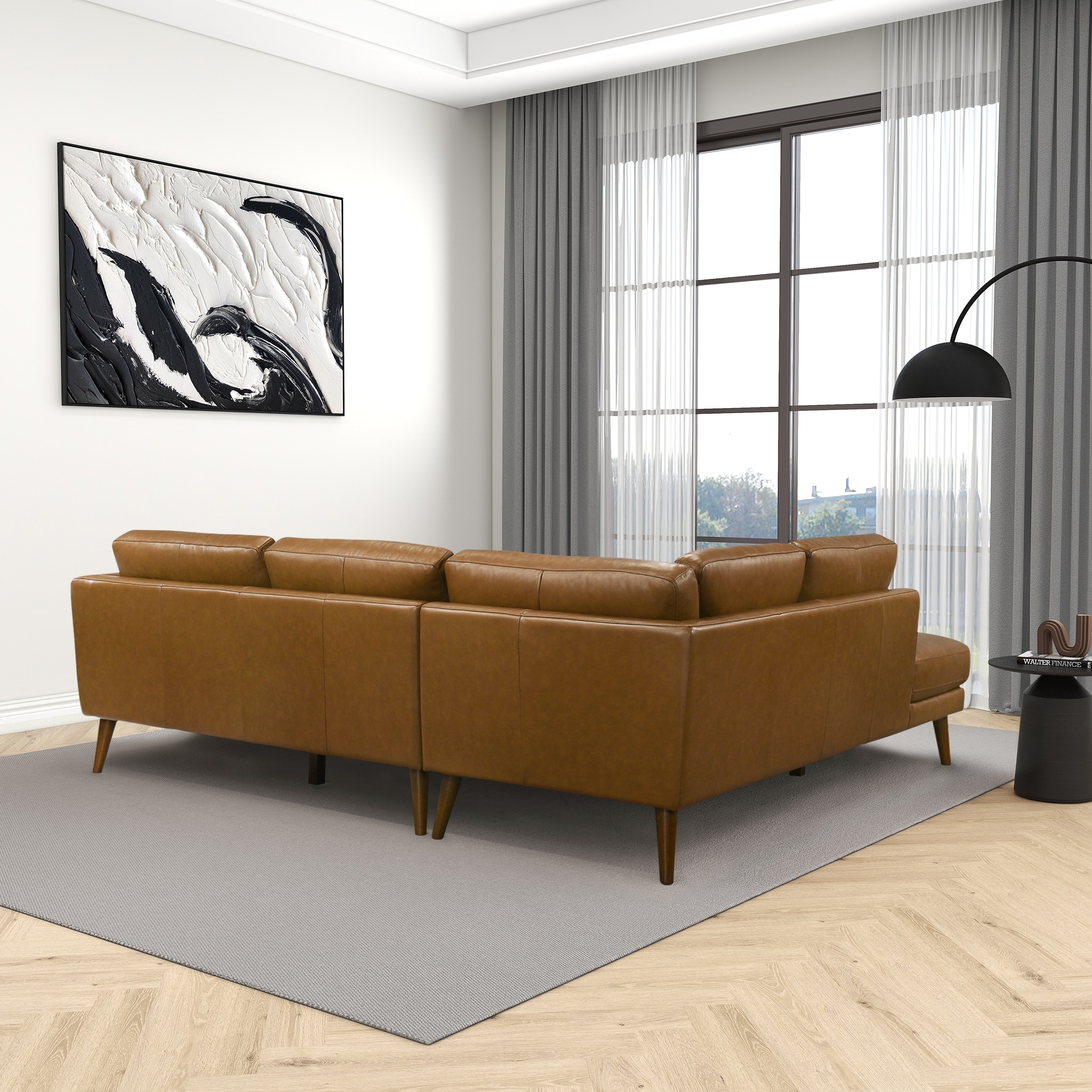 ◾︎bloom◾︎ Bloom Living Room Corner Genuine Leather Sectional Sofa - On Sale