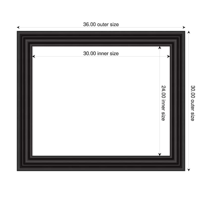 Amanti Art Colonial Black Framed Dry Erase Magnetic Board - 36 x 30 in