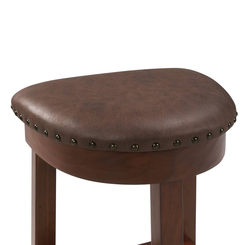 4 Piece Bar Table Set with 3 PU Upholstered Bar Stools, with 3 Padded Stools Solid Wood Counter Height Dining Table Set