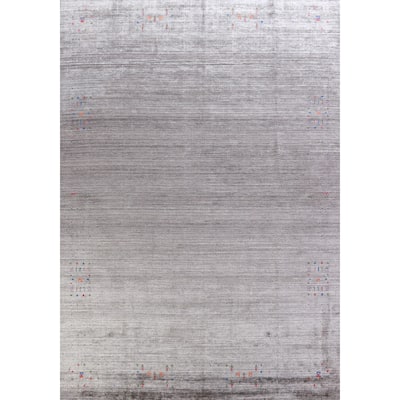 Striped Gray Gabbeh Indian Area Rug Handmade Tribal Wool Carpet - 9'1" x 12'1"