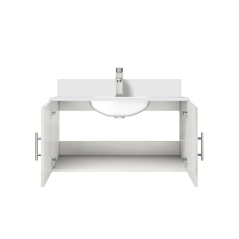 Geneva Bath Vanity Cultured Marble Top, Sink and Faucet