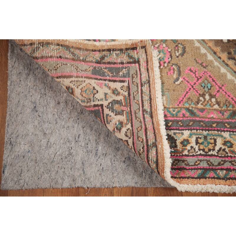 Hand Knotted Oriental 100% Wool Carpet Traditional Medallion Coral Hamedan Area Rug - 9' 8'' X 6' 11''