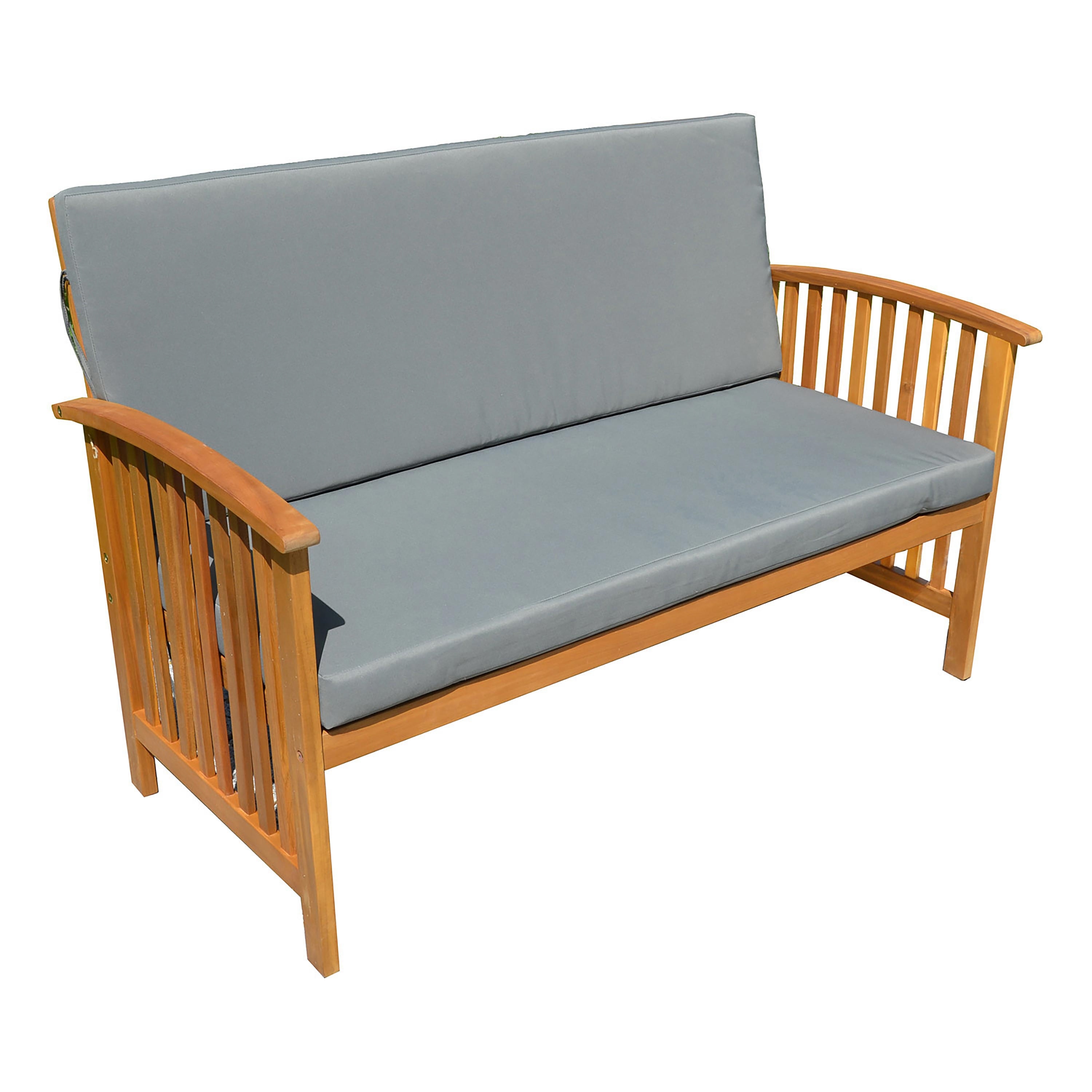 52 in. Acacia Indoor/Outdoor Coffee Bench with Cushion, Natural Color