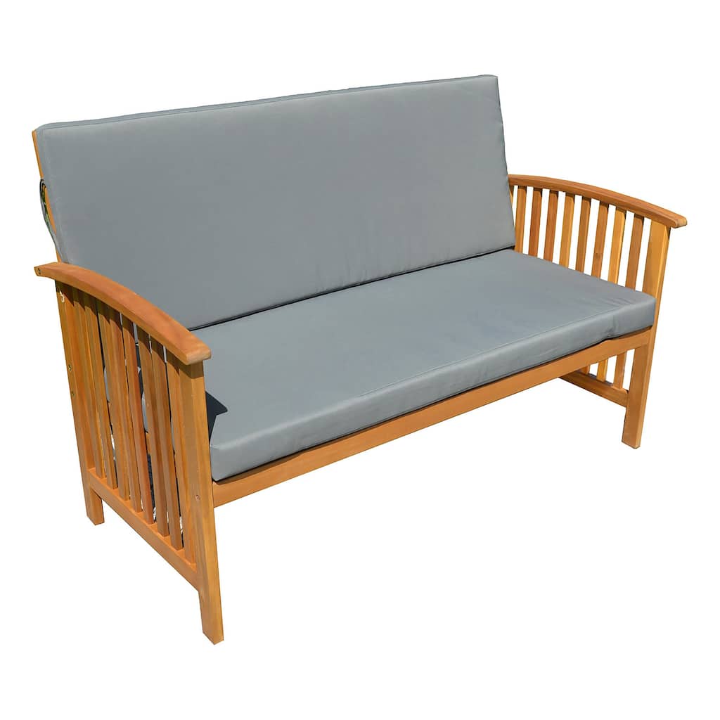 52 in. Acacia Indoor/Outdoor Coffee Bench with Cushion, Natural Color