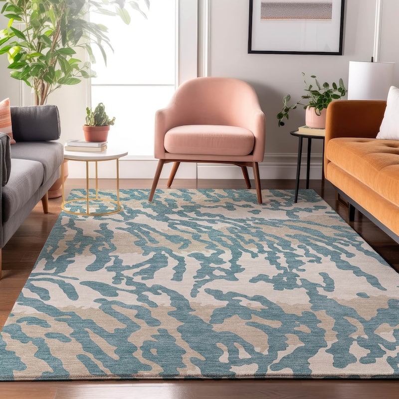 Premium Washable Super Soft Modern Tiger Mayfield Rug - Teal - 8' x 10'