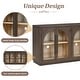 preview thumbnail 13 of 23, 4-Door Storage Sideboard Buffet Cabinet with Glass Doors, Arched Cabinet wAdjustable Shelves for Kitchen Dining Room Living Room