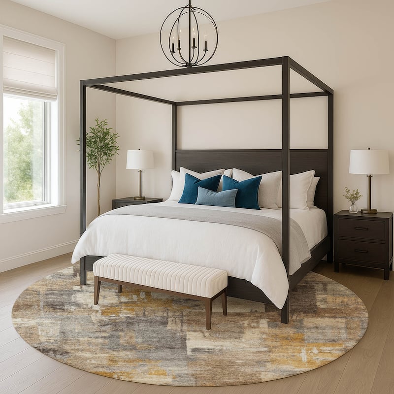 Premium Washable Super Soft Modern Prota Mayfield Rug - Brown - 8' x 8'