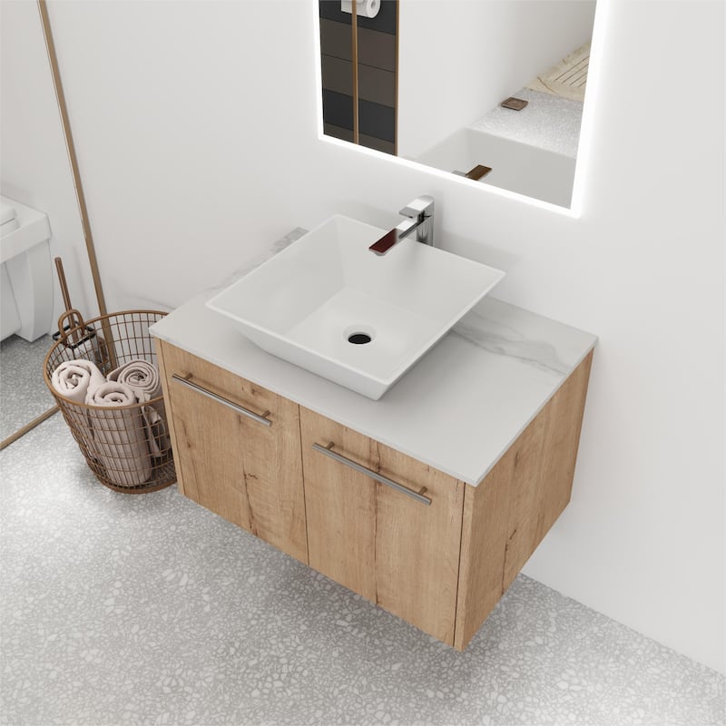 Bathroom Vanity With Sink In 24/30 Inch, Floating Bathroom Vanity With Soft Close Door