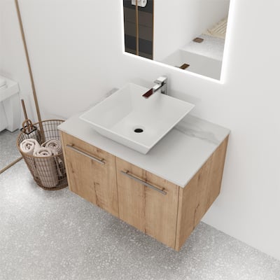 Bathroom Vanity With Sink In 24/30 Inch, Floating Bathroom Vanity With Soft Close Door