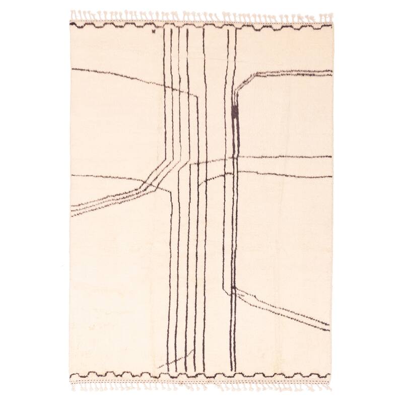 ECARPETGALLERY Hand-knotted Pak Finest Marrakesh Cream Wool Rug - 5'11 x 7'10