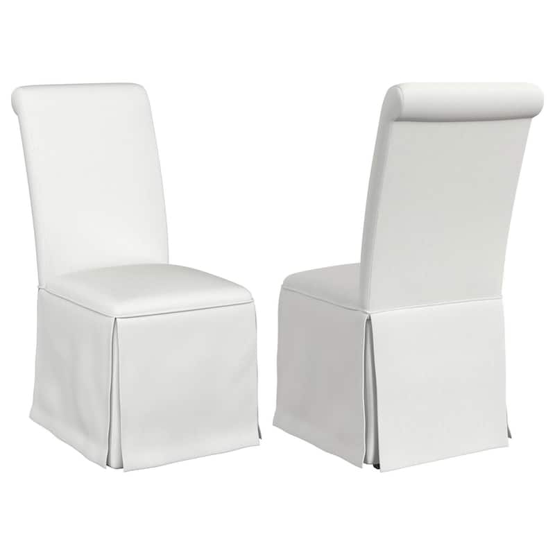 Shaw Dining Chair Set of 2, Tall Rolled Back and Skirted Base, White