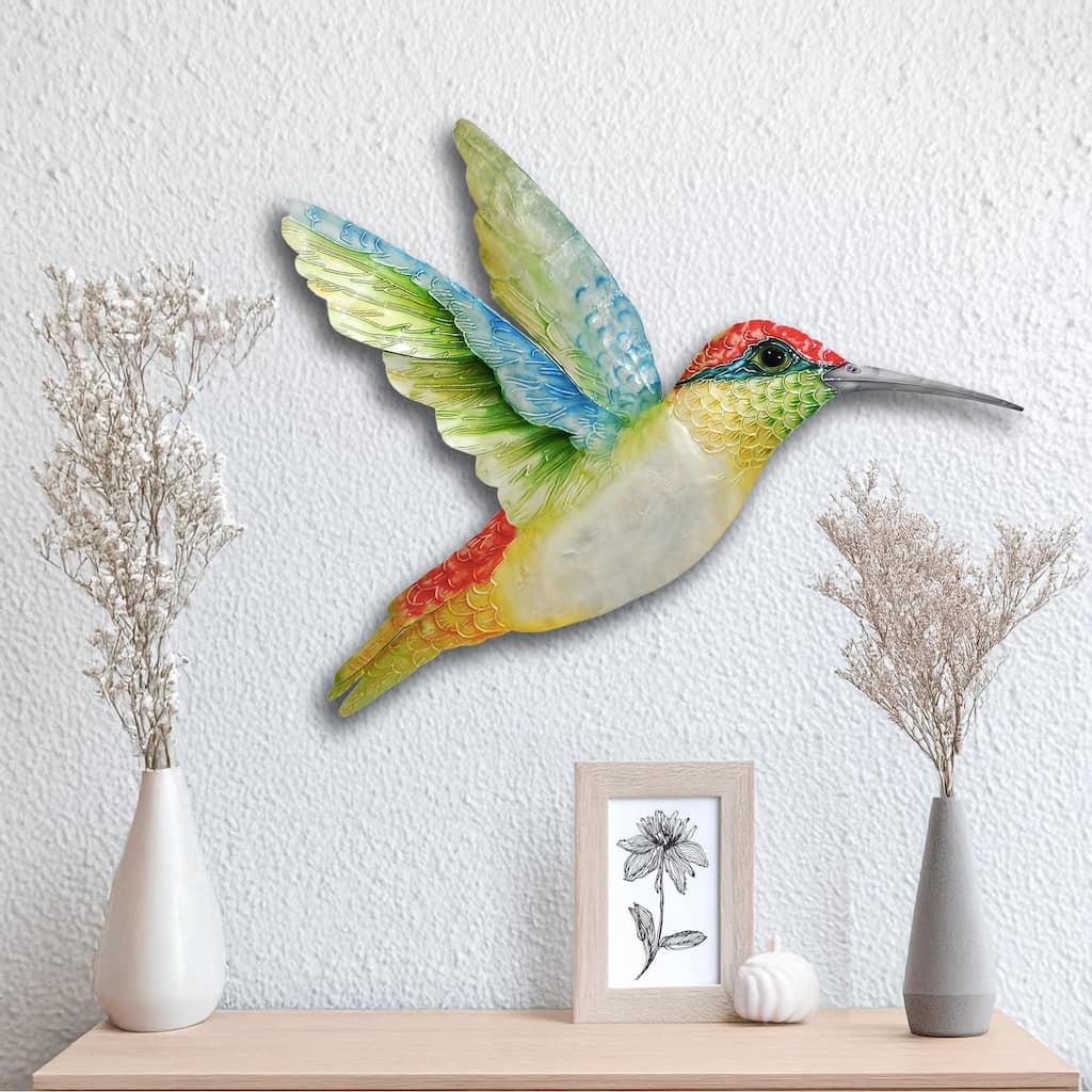 Eangee Handmade Hummingbird Capiz Shell Wall Decor Large Multi, 22 x 2 x 20 in.