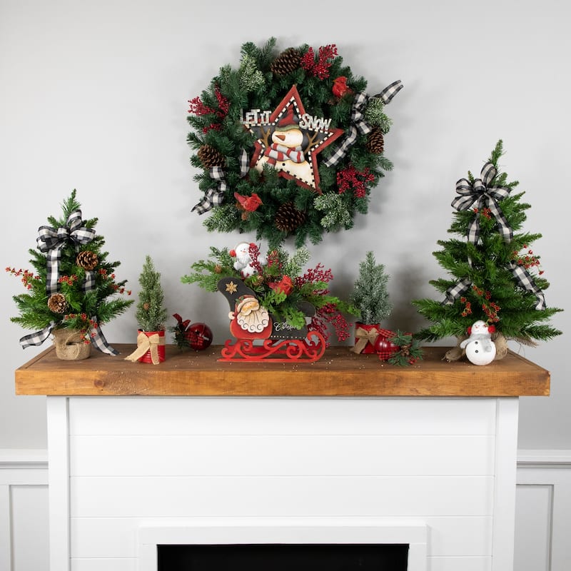 13.25" "Let it Snow" Snowman Star Hanging Christmas Sign