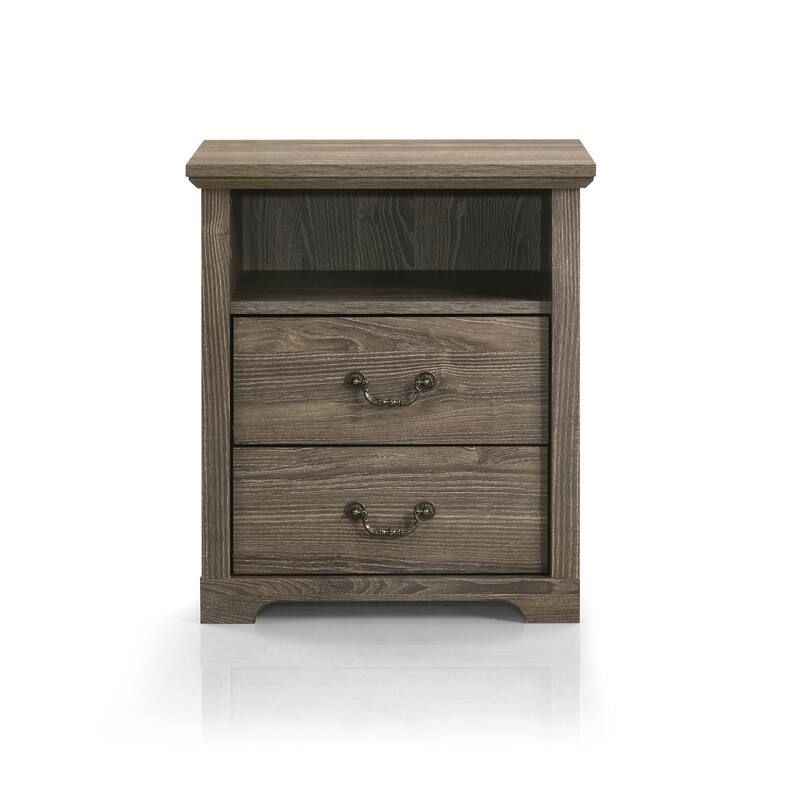 247 Shop At Home Marie 2-Drawer Nightstand with Open Storage Shelf