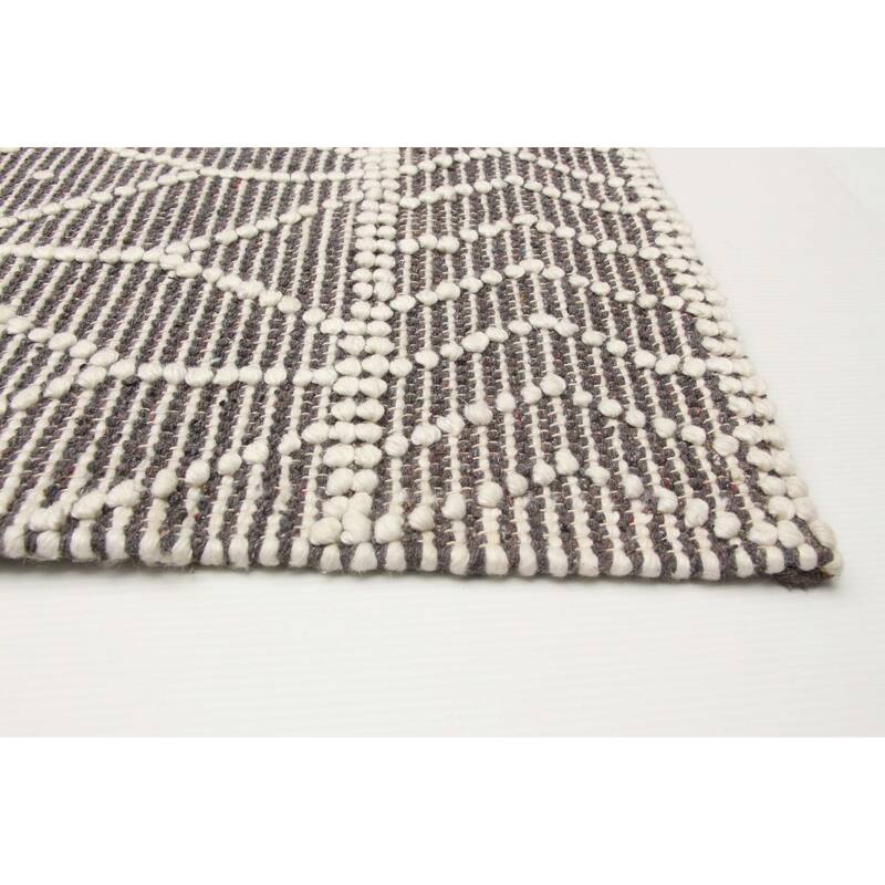 ECARPETGALLERY Braid weave Sienna Grey Wool Rug - 6'3 x 9'0
