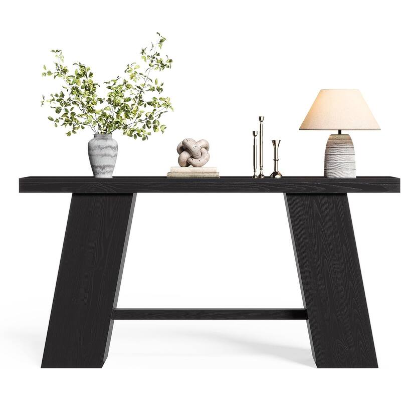 70.8-Inch Black MDF Entryway Table, Modern Sofa Table Behind Couch with Sturdy Legs