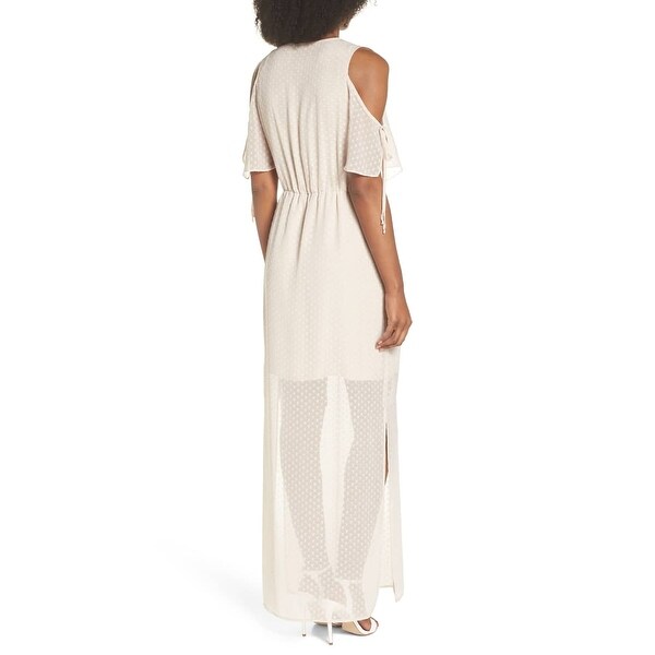 white cold shoulder maxi dress