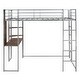 preview thumbnail 3 of 6, Twin Metal Loft Bed with 2 Shelves and one Desk,with Two build-in Ladders and 12 Sturdy Metal Bed Slats, Sliver