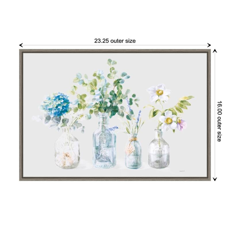 Beach Flowers I Grey by Danhui Nai Framed Canvas Art