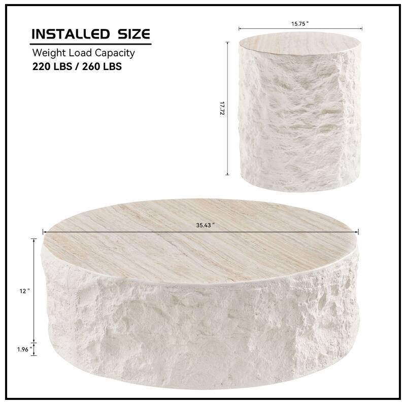 35.43''Fiberglass Round Center Coffee Table Set
