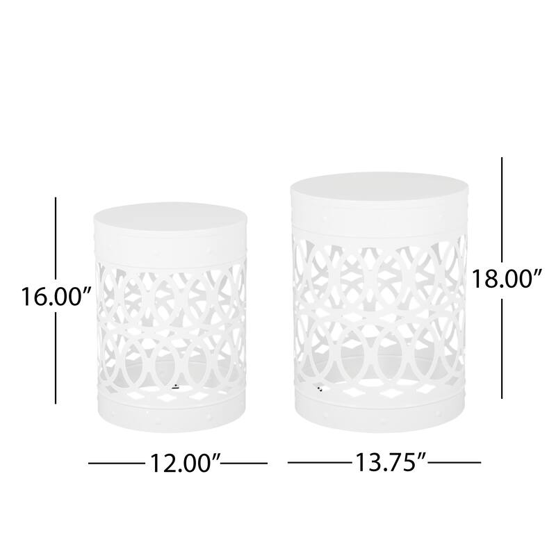 Outdoor Delight Powder-coated Iron End table, Set of 2, Black