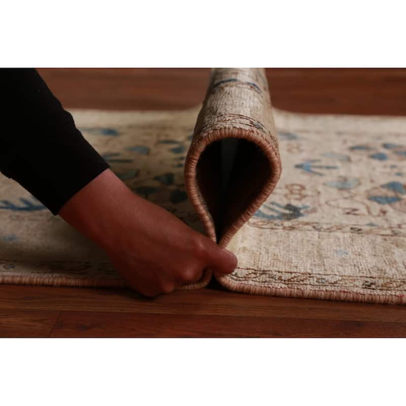 Hand Knotted Oriental 100% Wool Carpet Transitional All-Over Beige & Ivories Oushak Runner Rug - 9' 9'' X 2' 8''