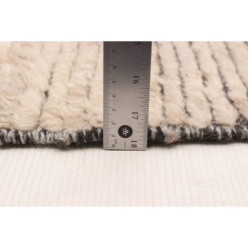 ECARPETGALLERY Hand-knotted Tangier Beige, Dark Grey Wool Rug - 8'2 x 10'1