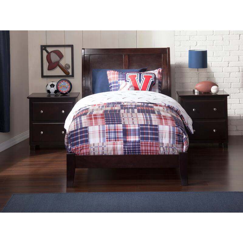 Twin Size Bed Frame Victorian Style Espresso Finish Extra Long Traditional Platform Bed